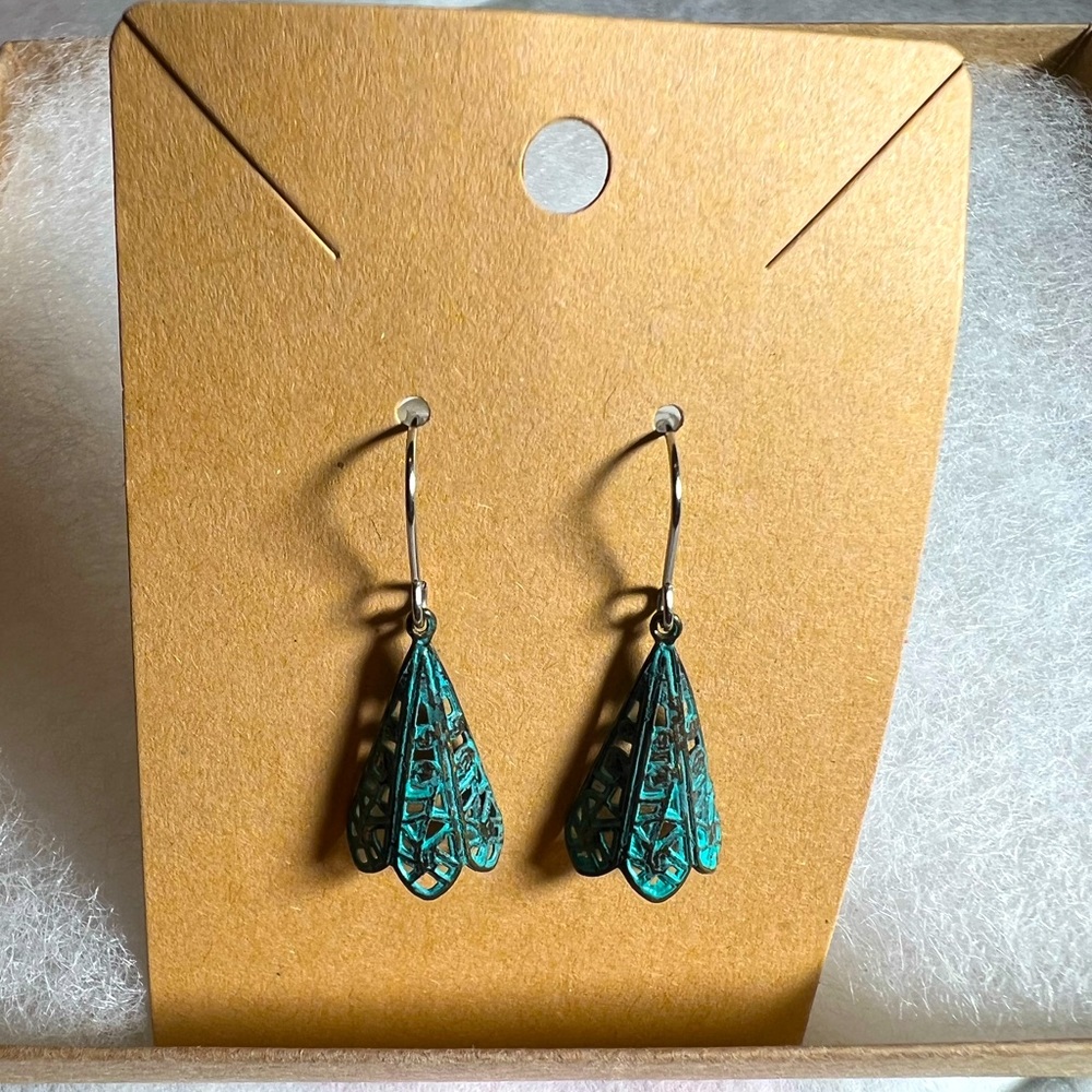 Antique Bronze and Turquoise Earrings